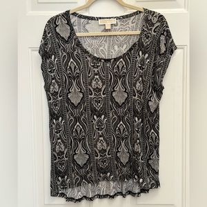 Michael Kors cap sleeve paisley knit blouse size L